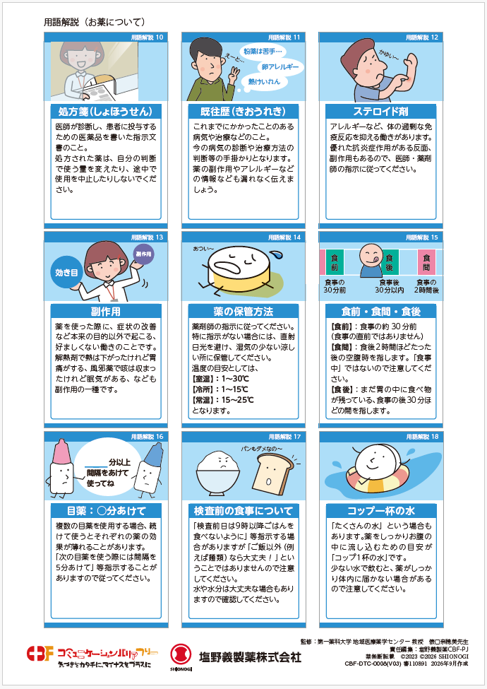 医療用語説明用シート